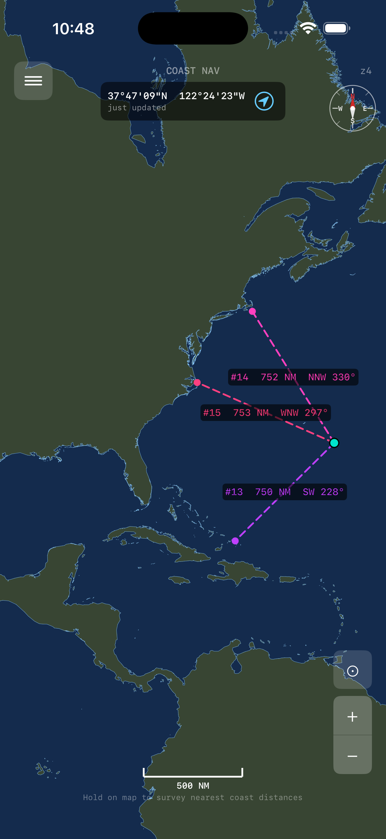 CoastNav main map view